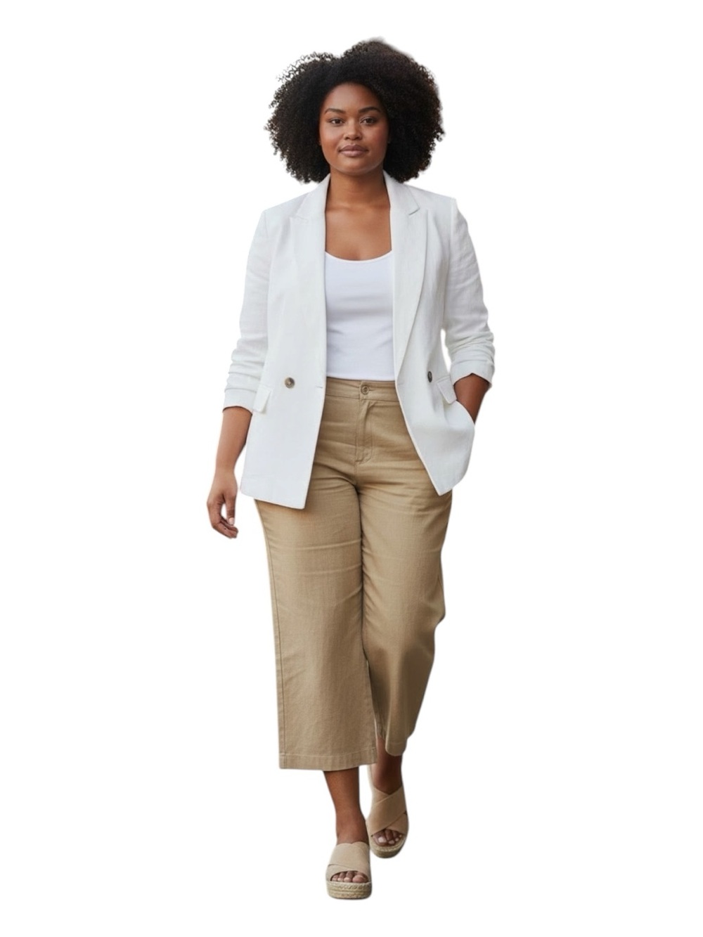 Banana Republic White Double-Breasted Blazer